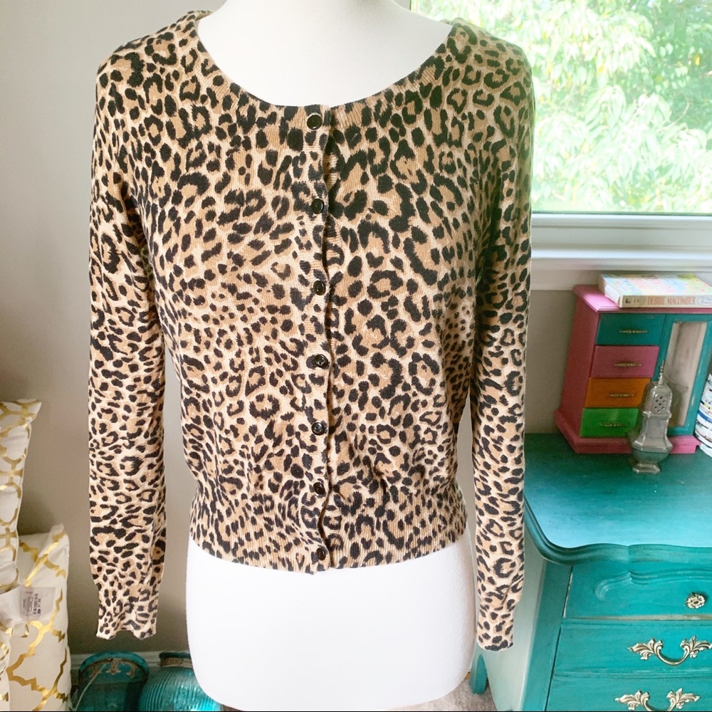 H&M 100% Cotton Leopard Print Cardigan